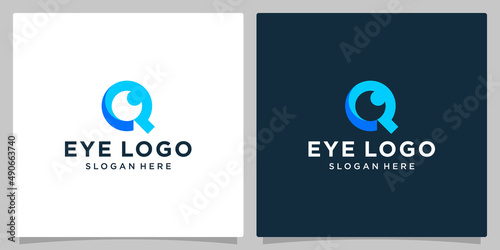 eye logo with initial letter Q. eye care logo vector icon design illustration. Premium vector