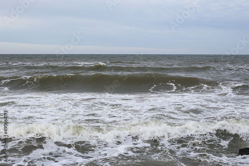 Baltic sea seascape view of shoreline and small waves.