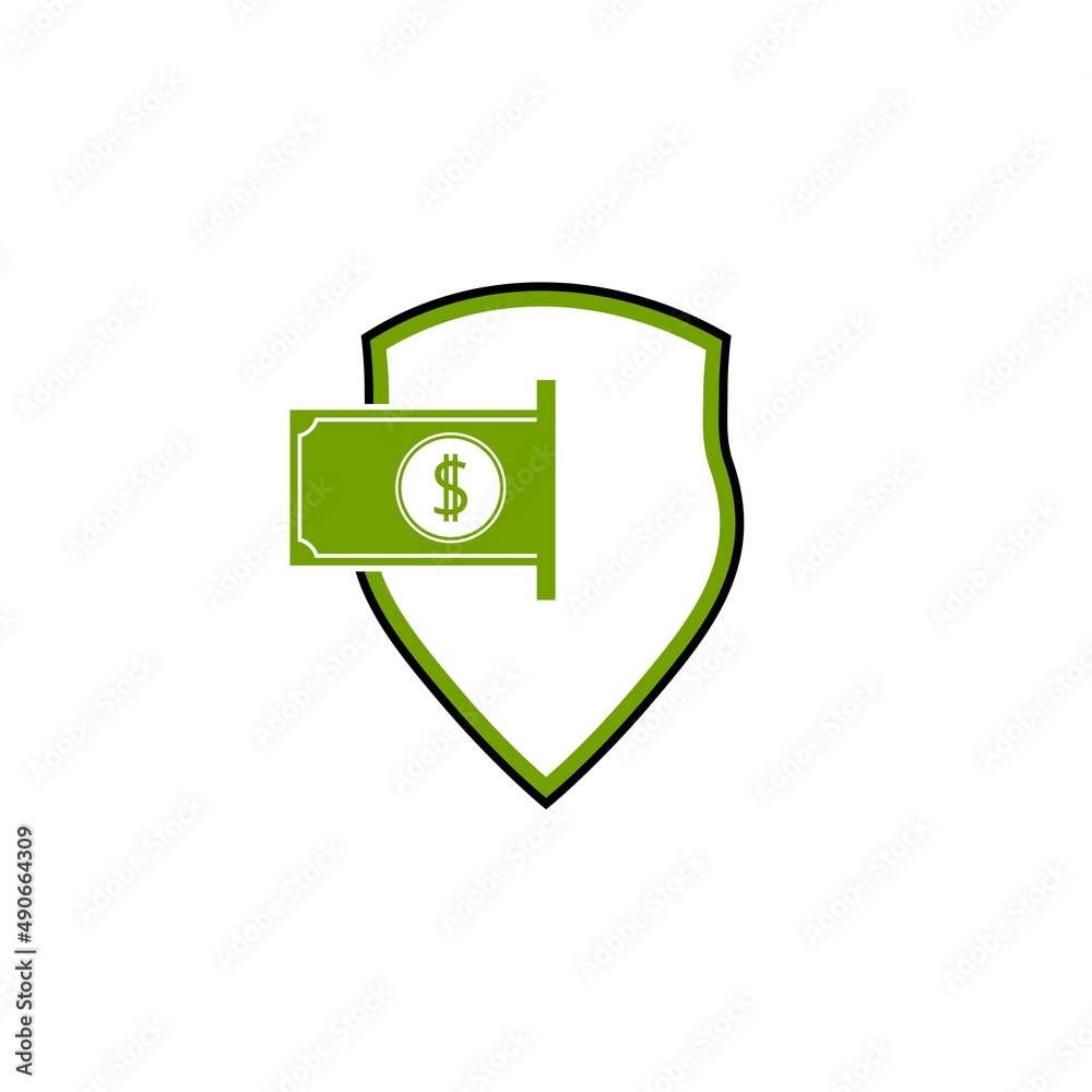 Money Security Logo, Dollar shield icon isolated on white background Money Security Logo, Dollar shield icon isolated on white background