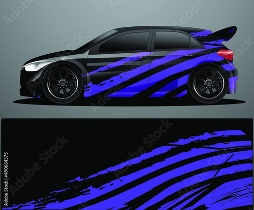Rally car decal graphic wrap vector, abstract background
