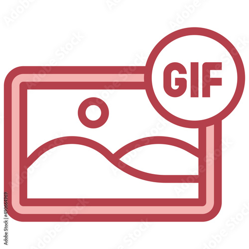 GIF FILE red line icon,linear,outline,graphic,illustration