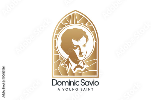 Saint Dominic Savio Logo Vector Stained Glass Catholic Youth Logo