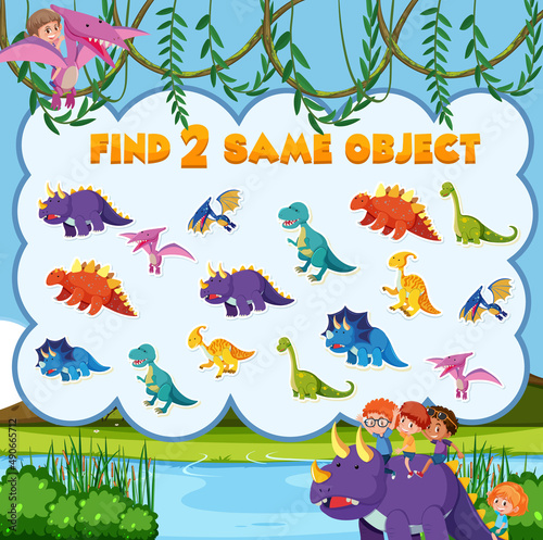 Find object game template of dinosaur