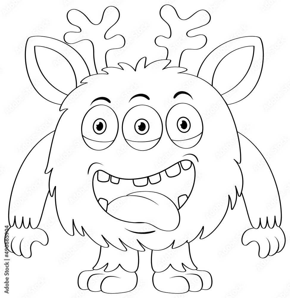 Fototapeta premium Black and white doodle character