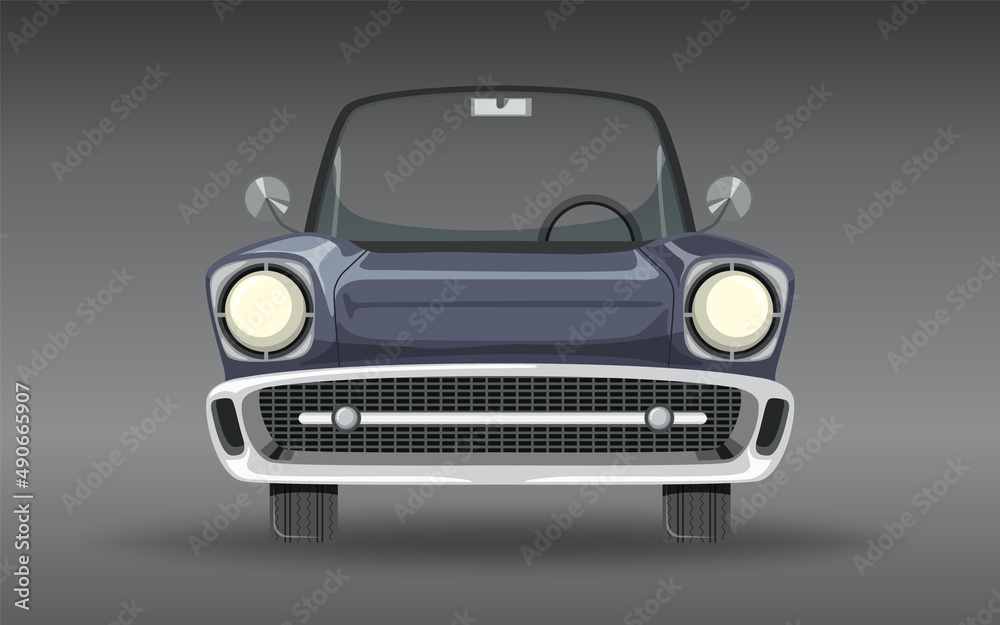 Classic car on gray background