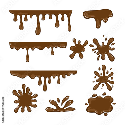 Set of Chocolate splat vector illustration in a cartoon flat style
