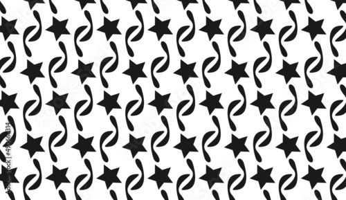 Seamless pattern of stars and curved lines. Modern style pattern design