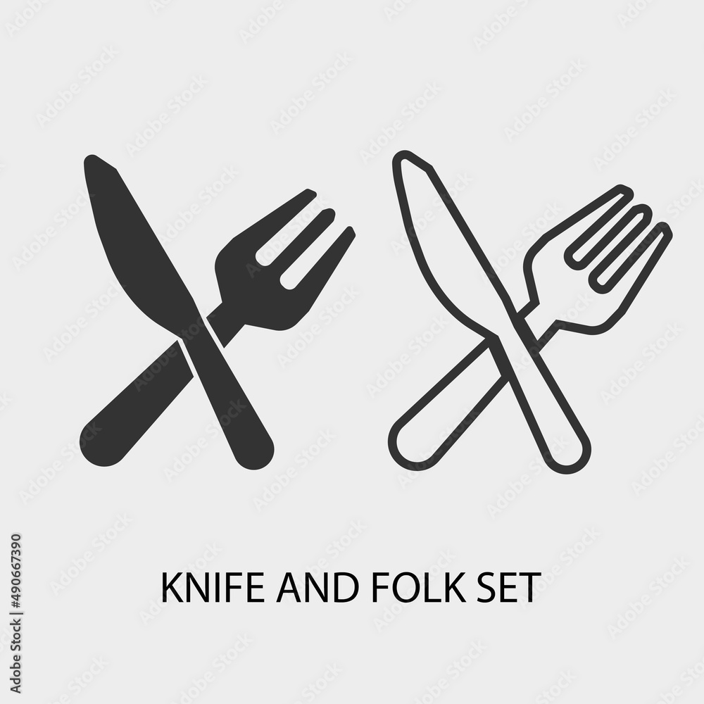 Knife and folk set vector icon illustration sign Knife and folk set vector icon illustration sign
