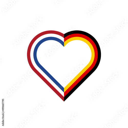 unity concept. heart outline icon with netherlands and germany flags. vector illustration isolated on white background	