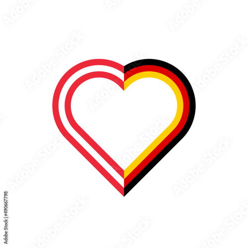heart outline icon with austria and germany flags. vector illustration isolated on white background	
