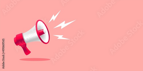 3d realistic style megaphone vector Illustration on blue banner background, concept of join us, job vacancy and announcement in modern flat cartoon style design 