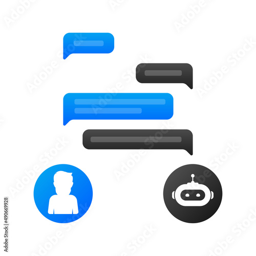 Chatbot icon concept, chat bot or chatterbot. Robot Virtual Assistance Of Website Or Mobile Applications. Vector illustration