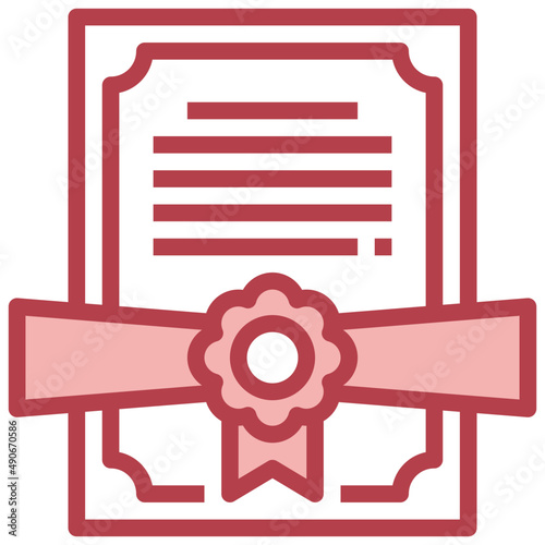CERTIFICATE red line icon,linear,outline,graphic,illustration