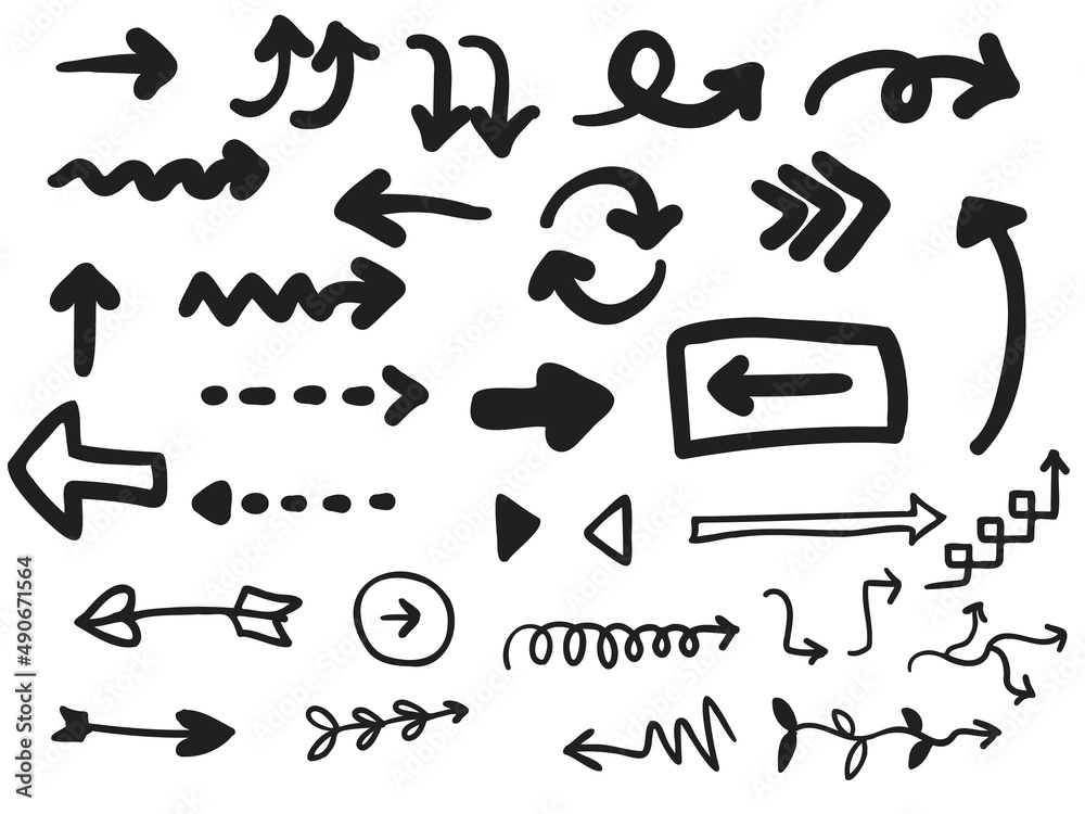 手描き風のかわいい矢印のイラストセット Stock Vector Adobe Stock