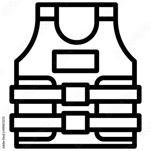 BULLETPROOF VEST line icon,linear,outline,graphic,illustration