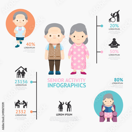 infographics Retired elderly senior age couple activity vector.