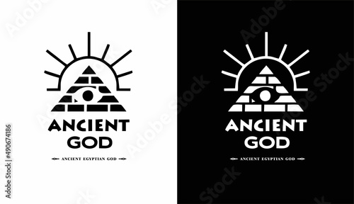 Silhouette of ancient Egyptian pyramids. middle east king tomb with triangular shape, pharaoh's tomb logo design