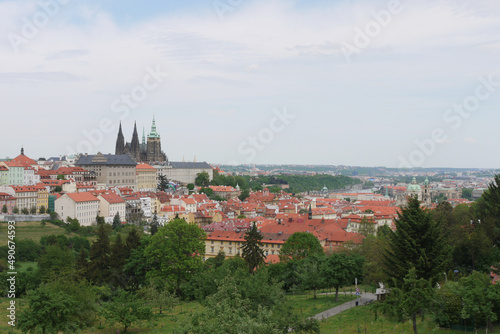 panoramic photo of Prague on a cloudy day