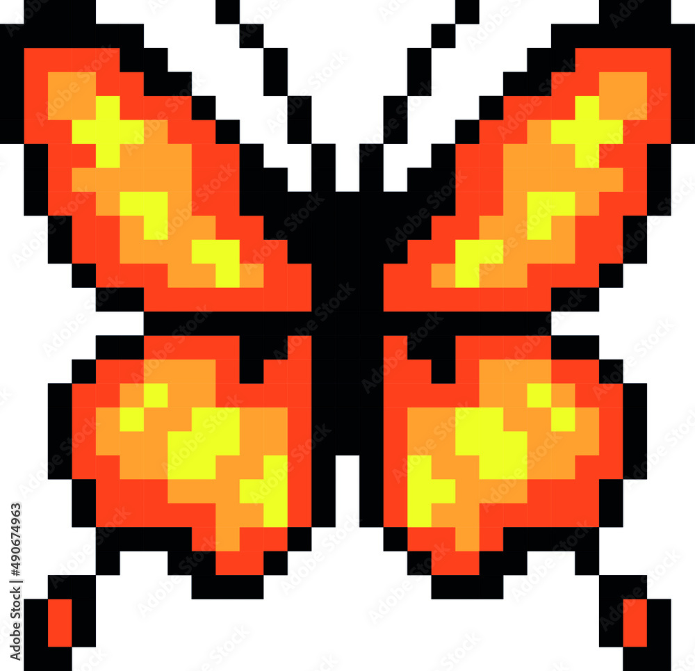 Butterfly pixel art vector illustration. butterfly image. Stock Vector Adobe Stock