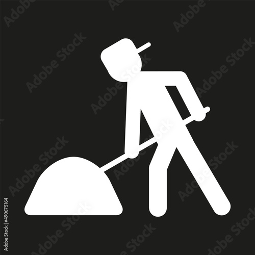 Men with cap working road shovel icon working