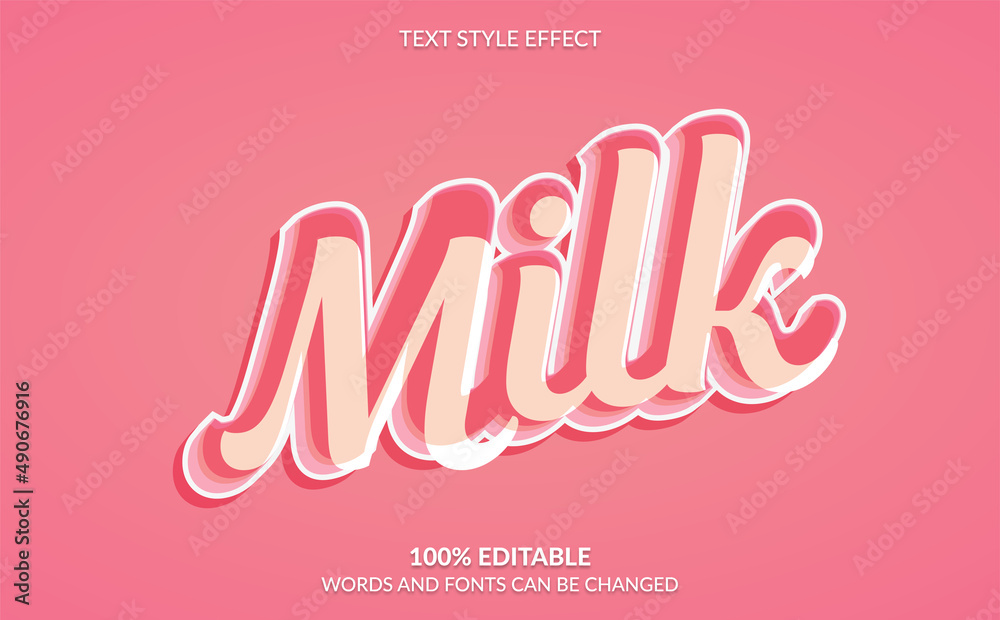 Editable Text Effect, Milk Text Style	