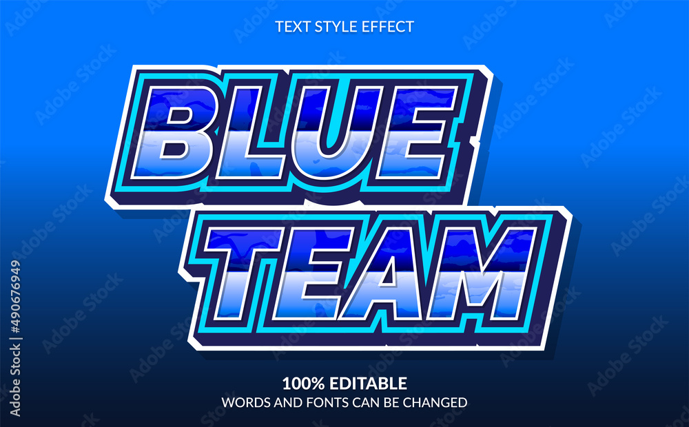Obraz premium Editable Text Effect, Blue Team Text Style 