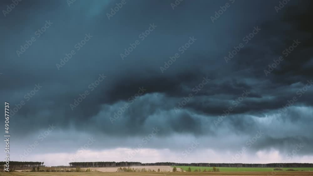 Time Lapse Time-lapse Timelapse Of Countryside Rural Field Spring Meadow Landscape Under Scenic Dramatic Sky Before And During Rain. Rain Clouds On Horizon. Agricultural And Weather Forecast Concept Time Lapse Time-lapse Timelapse Of Countryside Rural Field Spring Meadow Landscape Under Scenic Dramatic Sky Before And During Rain. Rain Clouds On Horizon. Agricultural And Weather Forecast Concept