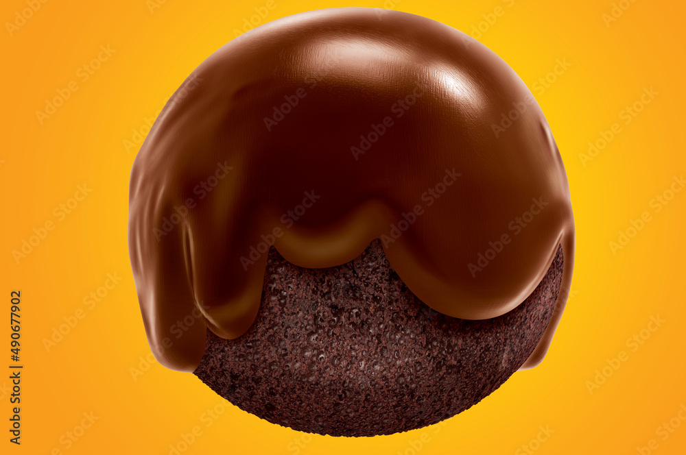 Obraz premium chocolate covered ball cake. 3D illustration