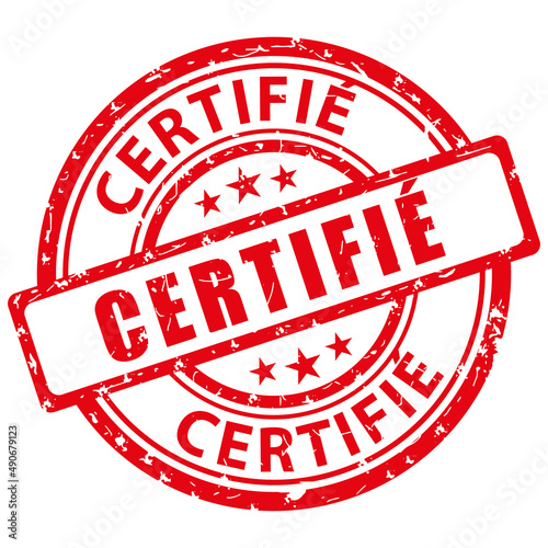 Obraz na płótnie Tampon rouge certifié en français. Icône vectoriel. w salonie