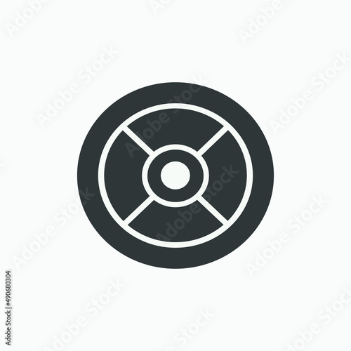 gym weight plate fitness icon vector isolated