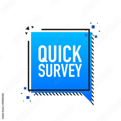 Quick survey flat blue banner. Vector illustration