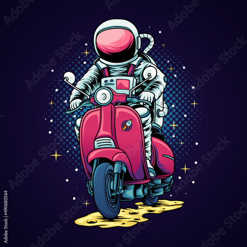Astronaut riding a motorbike