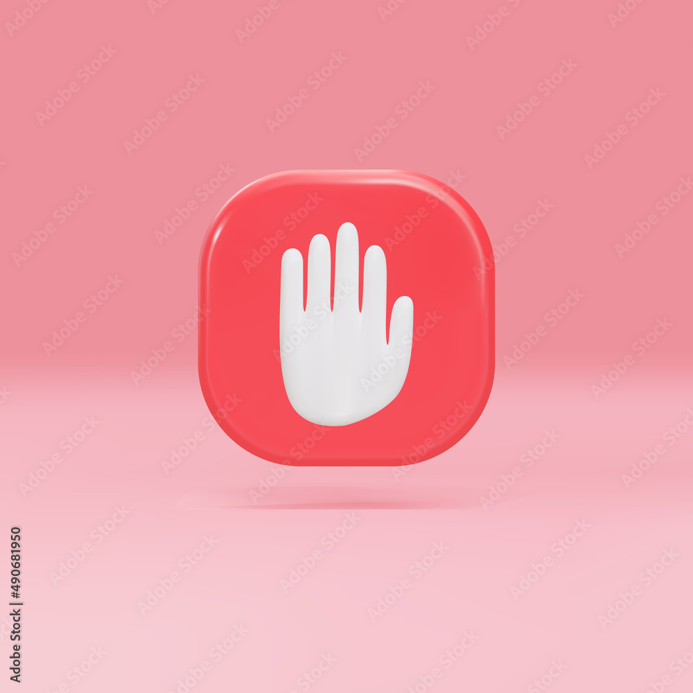 3D Stop sign, hand stop symbol, traffic stop, restricted. Vector illustration. 3D Stop sign, hand stop symbol, traffic stop, restricted. Vector illustration.