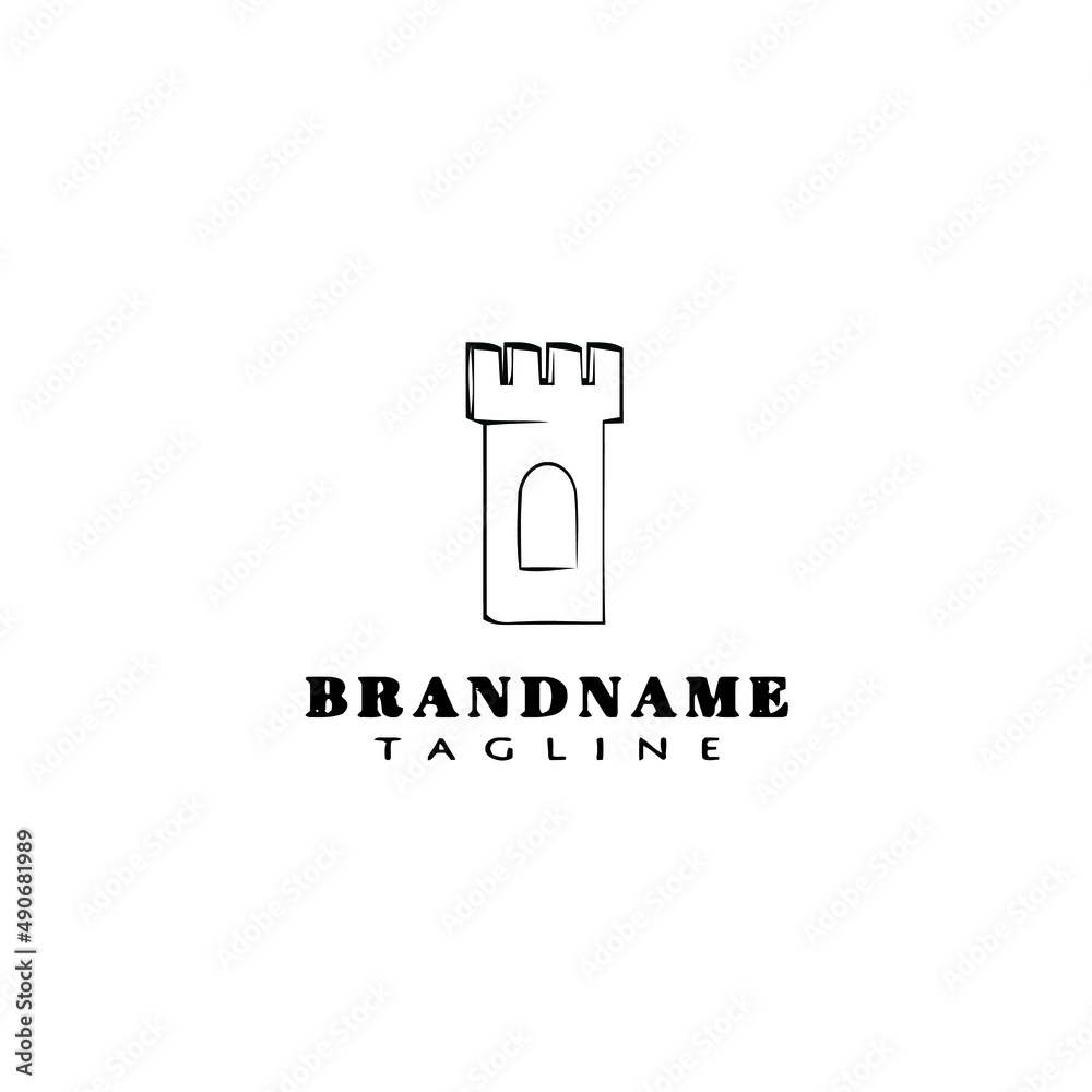 Obraz premium castle logo cartoon design icon template black isolated cute illustration