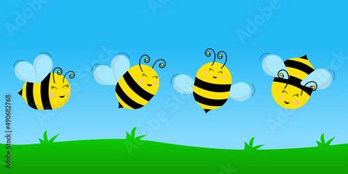 Fototapeta Naklejka Na Ścianę i Meble -  Bee cartoon nature
