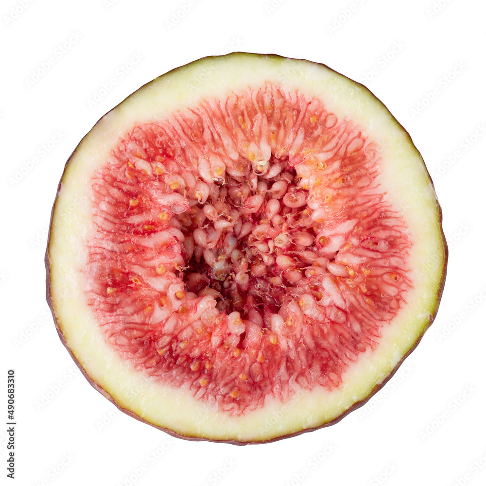 cut fresh figs fruit isolated on white background.