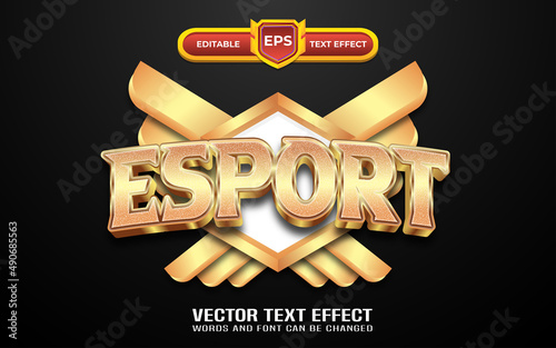 Game esport logo editable text effect with golden style