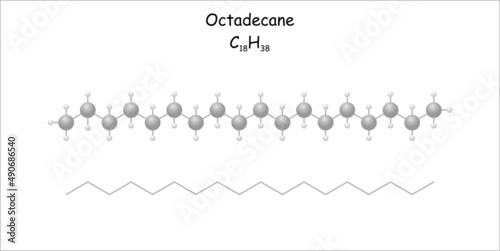 Stylized molecule model/structural formula of octadecane.