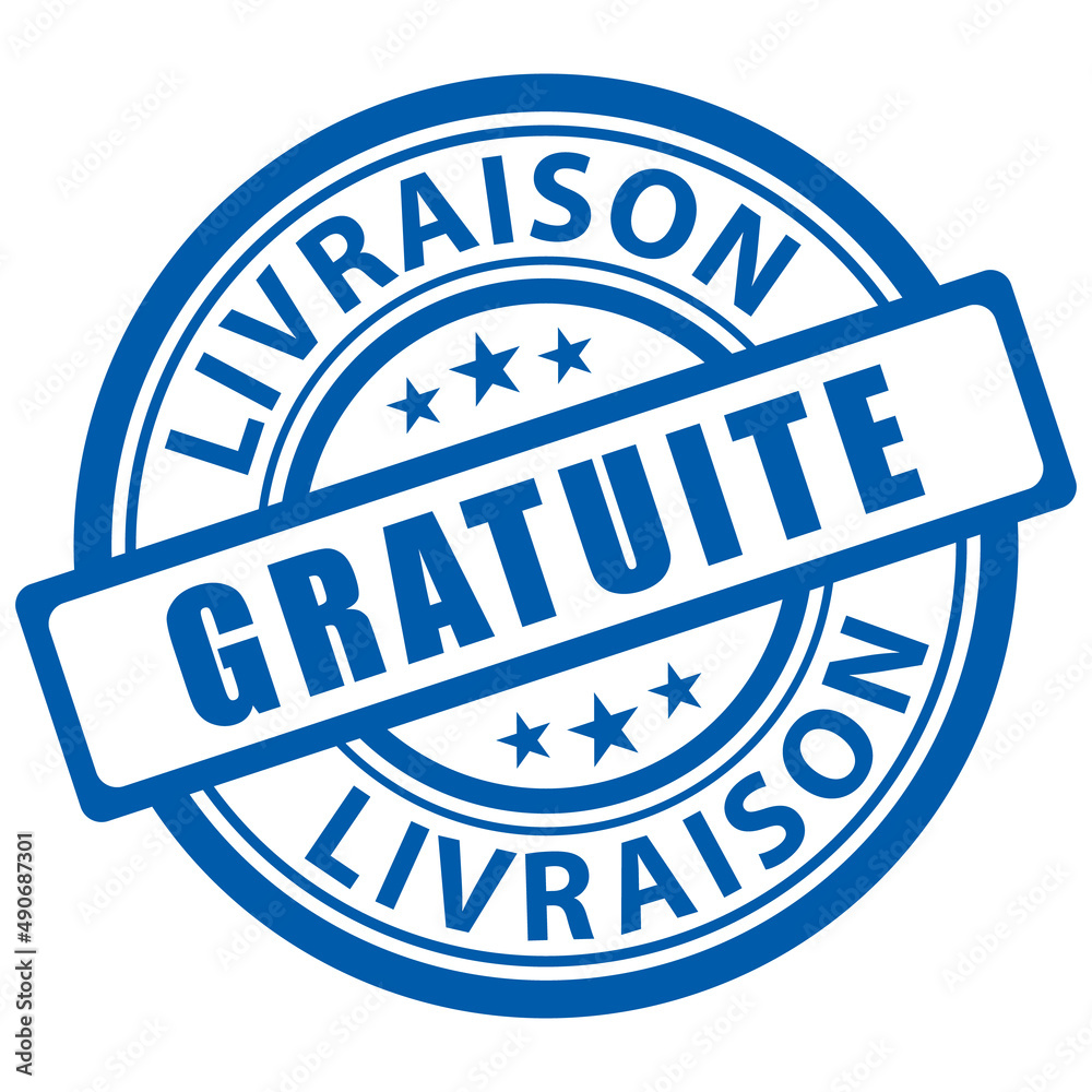 Fototapeta premium Tampon bleu livraison gratuite. Icône vectoriel.