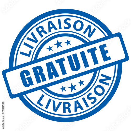 Tampon bleu livraison gratuite. Icône vectoriel.