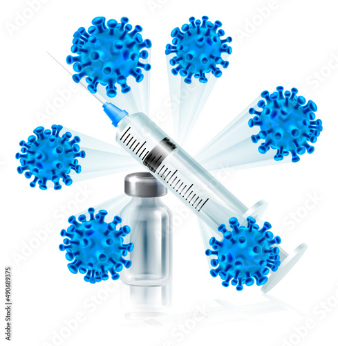 Vaccine Syringe and Vials Vaccination Concept