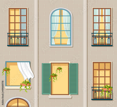 Apartment building with windows