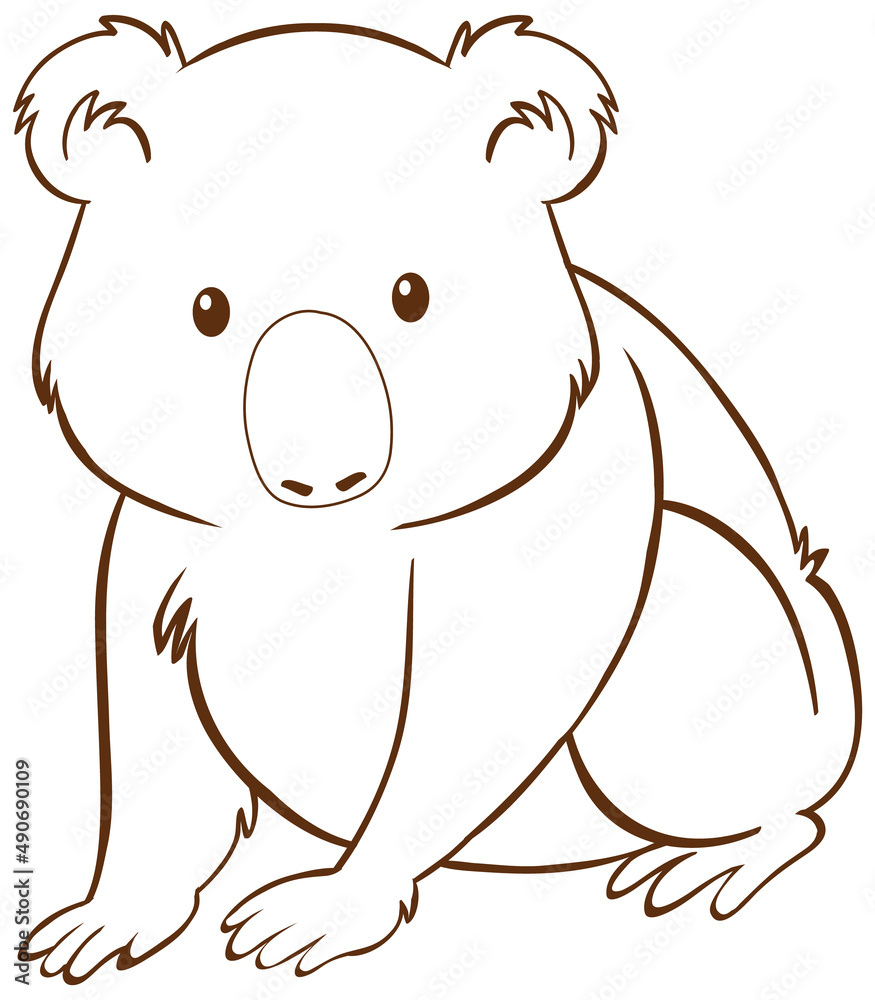 Koala in doodle simple style on white background