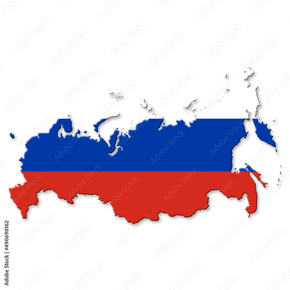 Contour map of Russia with superimposed Russian flag Contour map of Russia with superimposed Russian flag