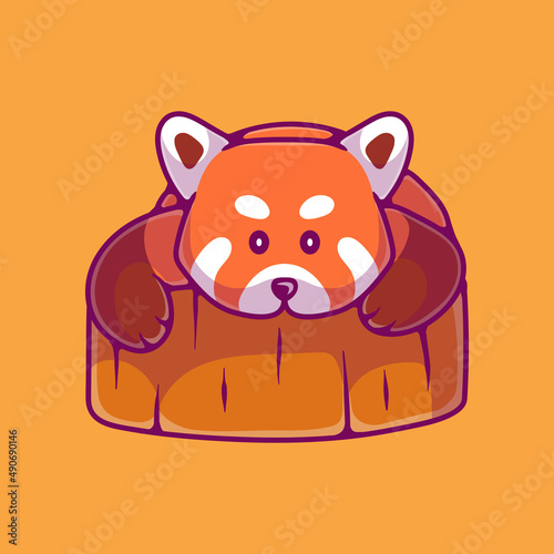 cute red panda illustration suitable for mascot sticker and t-shirt design