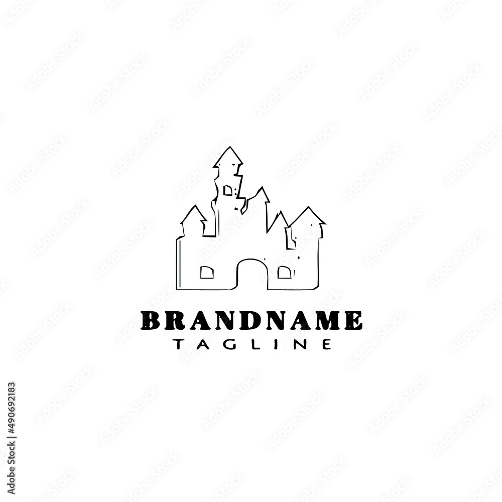 Fototapeta premium castle logo cartoon design icon template black isolated illustration