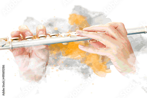 Music graphic with flute in vector quality. photo