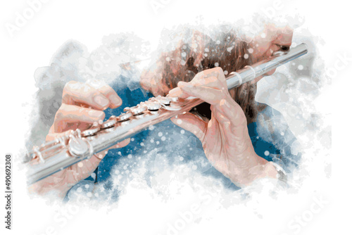Music graphic with flute in vector quality.