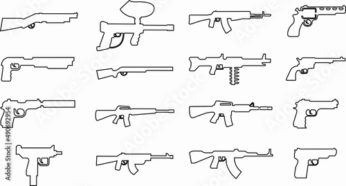 set of badges weapons, pistols