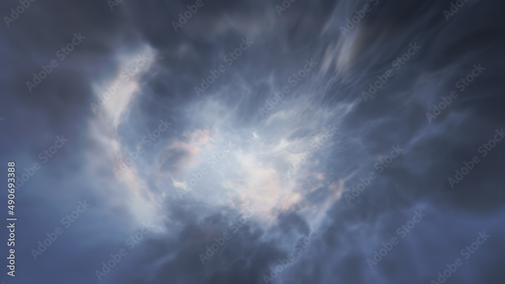 Flight inside tunnel of clouds. 3D rendered illustration. Flight inside tunnel of clouds. 3D rendered illustration.
